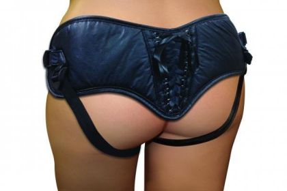 Plus Size Black PVC Corsette Strap On - SS62053